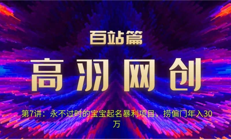 网创项目资源网百站篇第7讲：永不过时的宝宝起名暴栗项目，捞偏门年入30万