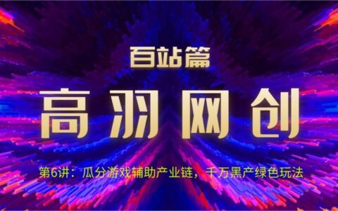 高羽网创百站篇第6讲：瓜分游戏辅助产业链，千万H产绿色玩法