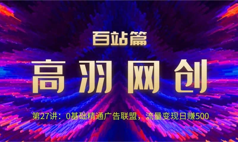 网创项目资源网百站篇第27讲：0基础精通广告联盟，流量变现日入500