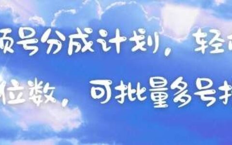 视频号分成计划，轻松日入三位数，可批量多号操作