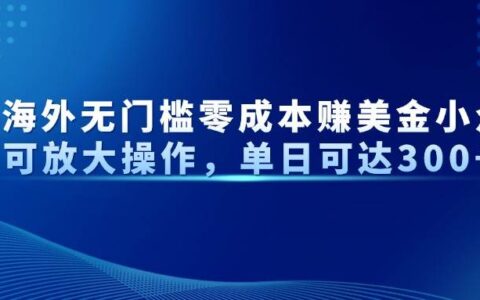（14542期）最新海外无门槛零成本赚美金小众项目可放大操作，单日可达300+