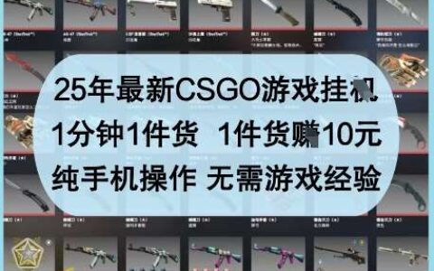 25年最新CSGO游戏挂G，1分钟1件货，1件货挣10R，纯手机操作，无需游戏经验【揭秘】