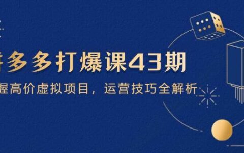 （14546期）拼多多打爆课第 43 期，掌握高价虚拟项目，运营技巧全解析（15节）