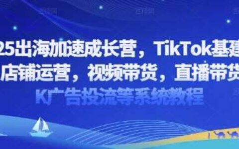 2025出海加速成长营，TikTok基建选品，店铺运营，视频带货，直播带货，TK广告投流等系统教程