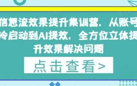 信息流效果提升集训营，从账号冷启动到AI提效，全方位立体提升效果解决问题