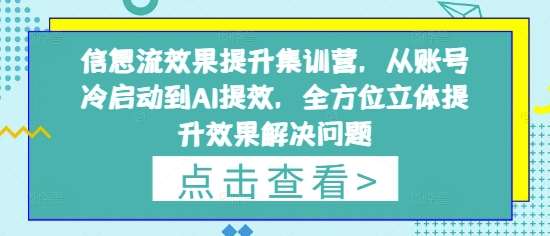 信息流效果提升集训营，从账号冷启动到AI提效，全方位立体提升效果解决问题