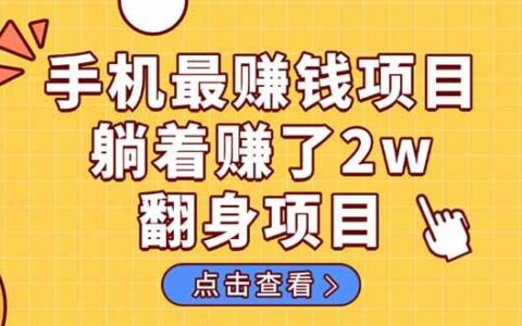 （14539期）暴莉项目，手机一键代发视频被动收入1000+，零成本做老板长期管道收益！
