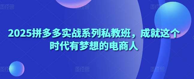 2025拼多多实战系列私教班，成就这个时代有梦想的电商人