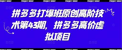 拼多多打爆班原创高阶技术第43期，拼多多高价虚拟项目