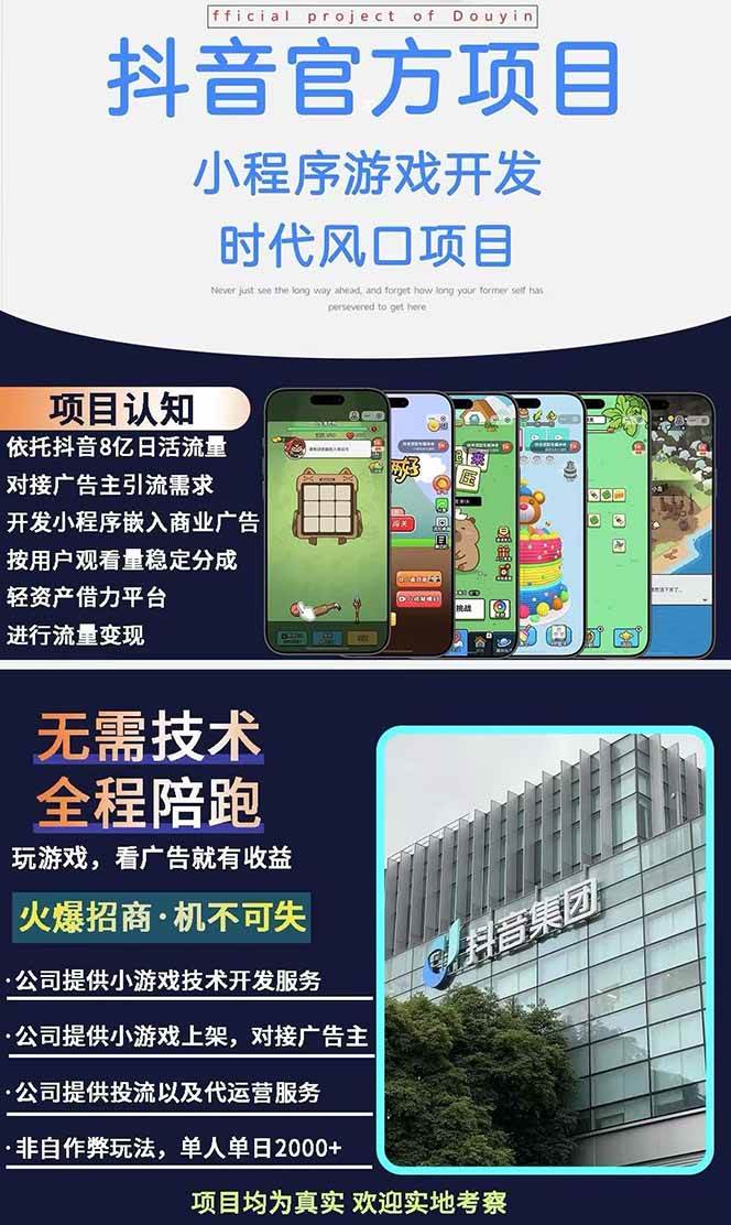 （14512期）2025最热抖音官方项目 Ai时代风口项目小程序游戏开发 实测单个游戏日收...