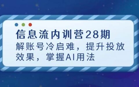 （14535期）信息流内训营28期，解账号冷启难，提升投放效果，掌握AI用法