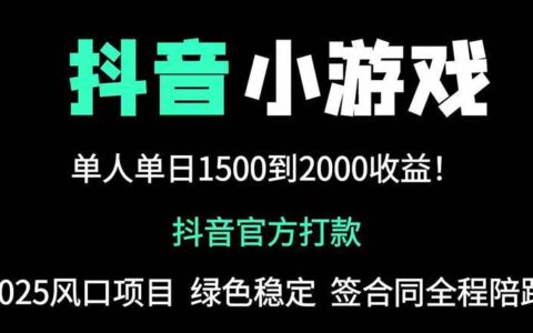 （14527期）抖音官方小游戏2025全网最新玩法，暴莉赚钱项目，单机日入2000+，绝不...