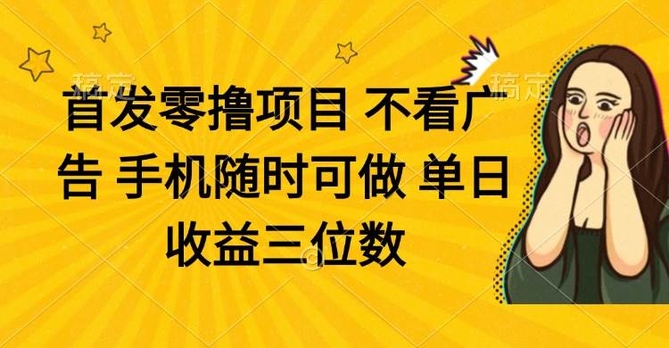 （14505期）零撸项目 不看广告 手机随时可做 单日收益三位数