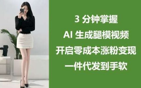 3分钟掌握AI生成腿模视频，开启零成本涨粉变现，一件代发到手软