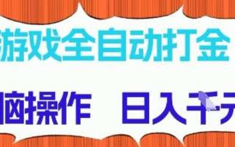 游戏全自动打金项目，无需时间成本，无脑操作，日入多张，长期稳定收益【揭秘】