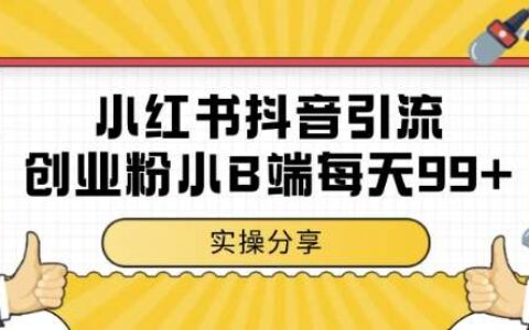 小红书抖音创业粉，小B端粉自热，日引99+的一个玩法【揭秘】
