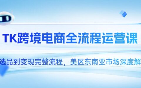 TK跨境电商全流程运营课，从选品到变现完整流程，美区东南亚市场深度解析