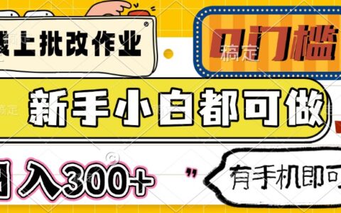线上批改作业 0门槛 新手小白都可做 日入300+ 有手机即可