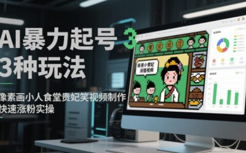 AI爆栗起号3种玩法，像素画小人食堂贵妃搞笑视频制作，快速涨粉实操