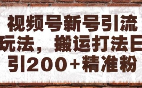 视频号新号引流玩法，搬运打法日引200+精准粉，可矩阵放大【揭秘】