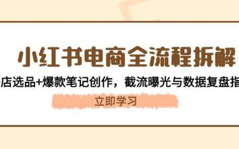 小红书电商全流程拆解：开店选品+爆款笔记创作，截流曝光与数据复盘指南