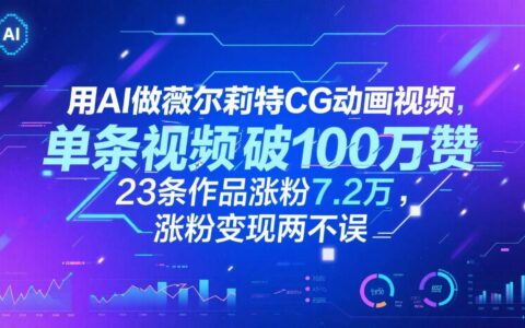用AI做薇尔莉特CG动画视频，单条视频破100万赞，23条作品涨粉7.2万，涨粉变现两不误