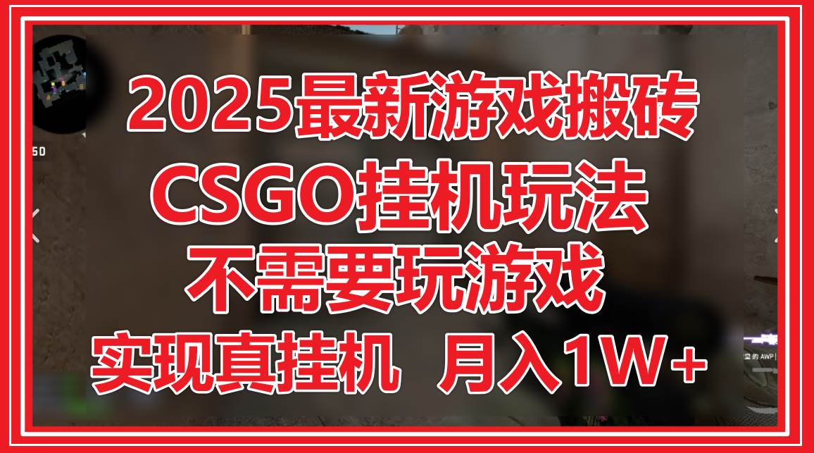 2025最新游戏搬砖，CSGO挂G，不需要玩游戏，实现真挂G，月入1W+