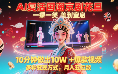 AI技术赋能国潮京剧花旦 数字人视觉盛宴 10分钟创作十万+爆款视频及多元化商业变现解析