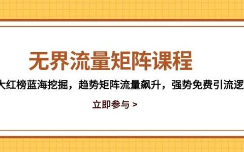 （14763期）无界流量矩阵课程，3大红榜蓝海挖掘，趋势矩阵流量飙升，强势免费引流逻辑