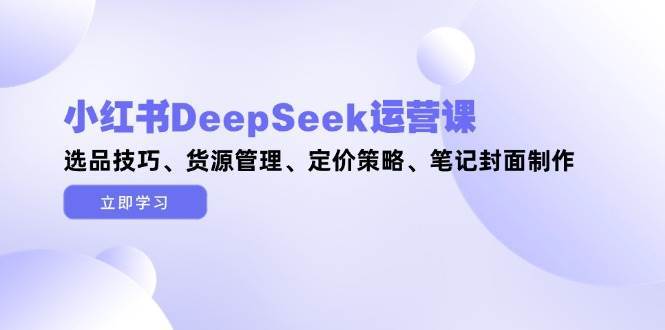 小红书DeepSeek运营课，选品技巧、货源管理、定价策略、笔记封面制作