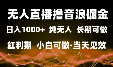 无人直播音浪变现全攻略：零基础日入1k+，抓住流量红利快速见效【实战经验分享】