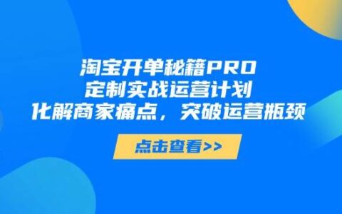 （14642期）淘宝开单秘籍PRO，定制实战运营计划，化解商家痛点，突破运营瓶颈