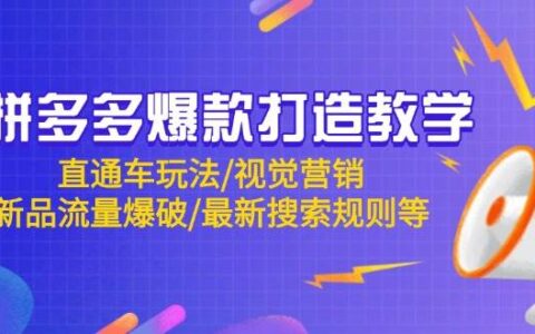 （14681期）拼多多爆款打造教学：直通车玩法/视觉营销/新品流量爆破/最新搜索规则等