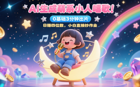 AI生成萌系小人唱歌！0基础3分钟出片，28个作品涨粉9万，日入四位数，小白直接抄作业