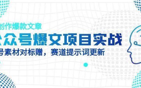 公众号爆文项目实战，AI创作爆款文章，起号素材对标赠（附赛道AI提示词）