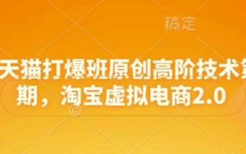 淘宝天猫打爆班原创高阶技术第68期，淘宝虚拟电商2.0