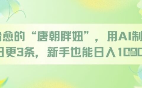 治愈的“唐朝胖妞”，用AI制作日更3条，新手也能日入多张