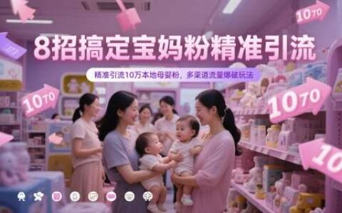 8招搞定宝妈粉精准引流，精准引流10万本地母婴粉，多渠道流量爆破玩法