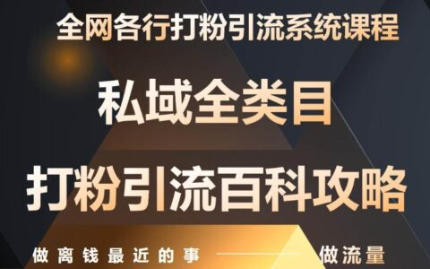 月入9万：全网唯一私域打粉引流神课，零基础手把手带你引流变现