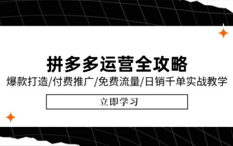 拼多多运营全攻略，爆款打造/付费推广/免费流量/日销千单实战教学/6月更新
