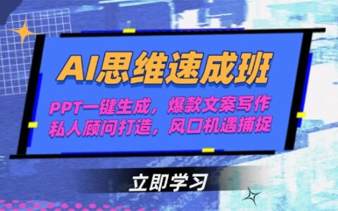 AI思维速成班，PPT一键生成，爆款文案写作，私人顾问打造，风口机遇捕捉