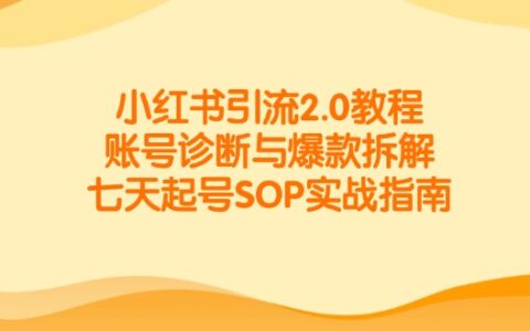 小红书引流2.0教程，账号诊断与爆款拆解，七天起号SOP实战指南