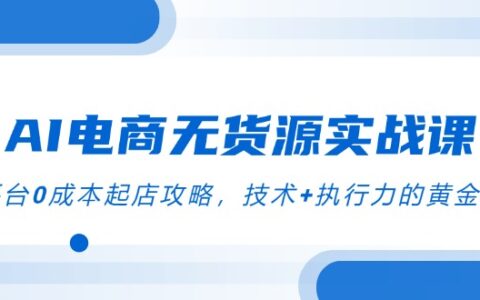 AI电商无货源实战课，三平台0成本起店攻略，技术+执行力的黄金配比