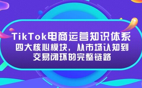 TikTok电商运营知识体系：四大核心模块，从市场认知到交易闭环的完整链路