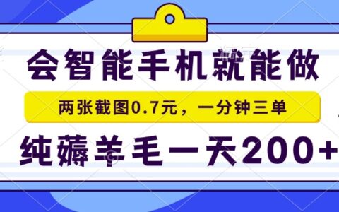 2025年零撸手机项目 二十秒一单 纯薅羊毛 一天200+做就有