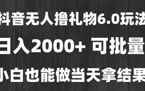 最新风口爆栗撸金技术，无人撸礼物，长期稳定 一天收益2000+，小白当天...