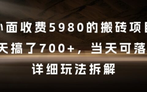 外面收费5980的搬砖项目，3天搞了7张+，当天可落地，详细玩法拆解