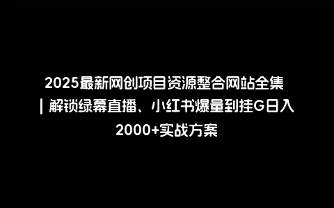 2025最新网创项目资源整合网站全集 | 解锁绿幕直播、小红书爆量到挂G日入2000+实战方案