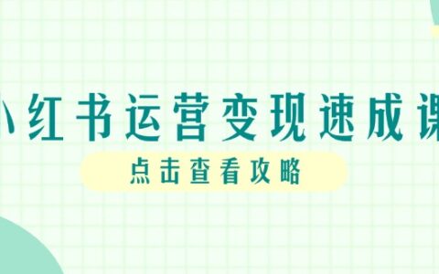 小红书运营变现速成课，账号搭建到爆栗起号，个人IP全流程指南