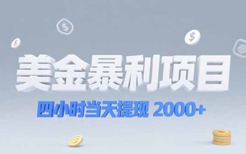 美金暴L项目，四小时当天提现 2000+机会留给会选赛道的人